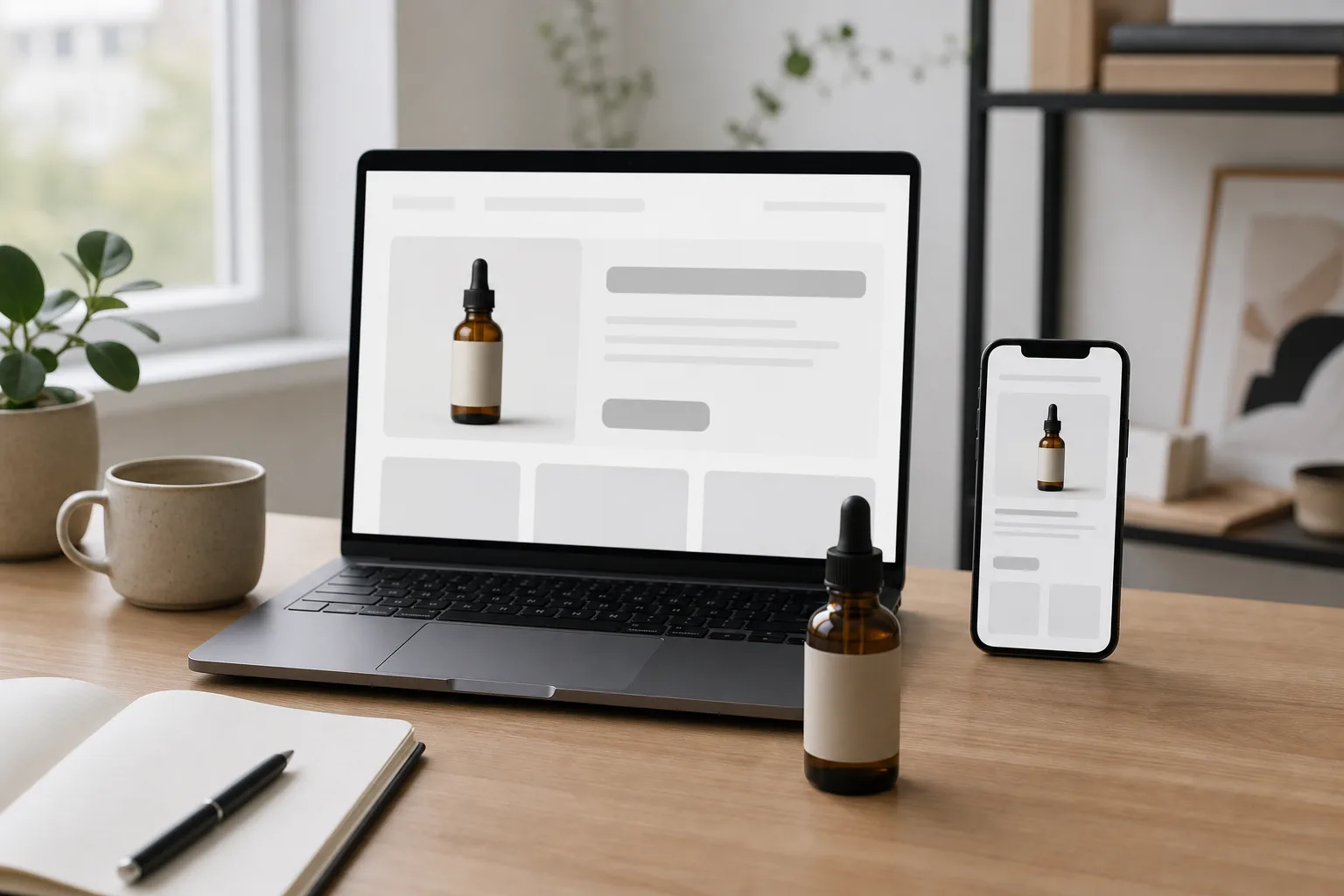 An AI-generated product page being created from a single photo